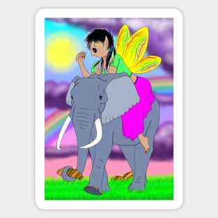 Tiger's eye fairy and elephant friend Sticker